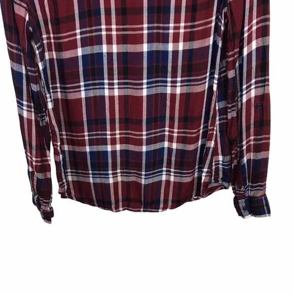 Pink Rose Red Plaid Long Sleeve Button Up Shirt - Picture 6 of 11